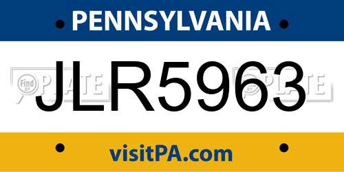 JLR5963 Pennsylvania License Plate