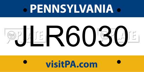JLR6030 Pennsylvania License Plate