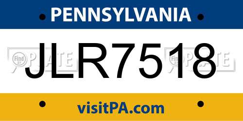 JLR7518 Pennsylvania License Plate