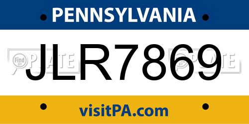 JLR7869 Pennsylvania License Plate
