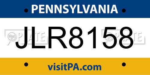 JLR8158 Pennsylvania License Plate
