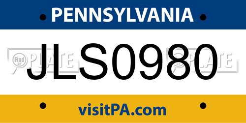 JLS0980 Pennsylvania License Plate
