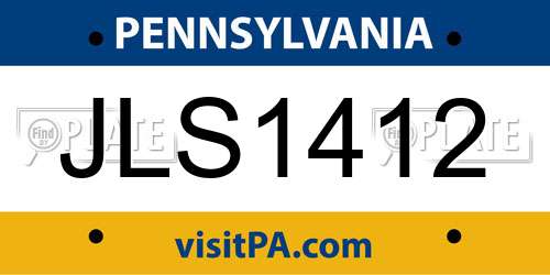 JLS1412 Pennsylvania License Plate