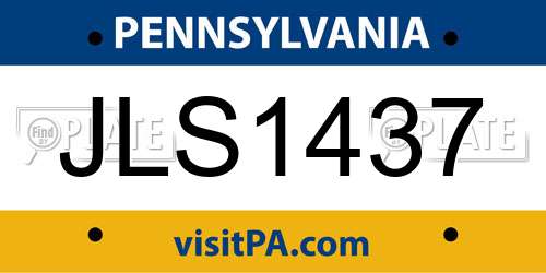 JLS1437 Pennsylvania License Plate