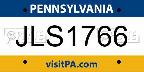 JLS1766 Pennsylvania License Plate