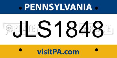 JLS1848 Pennsylvania License Plate