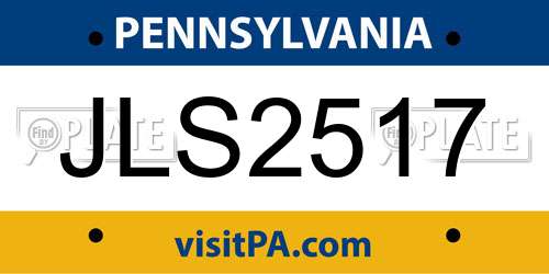JLS2517 Pennsylvania License Plate