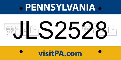 JLS2528 Pennsylvania License Plate