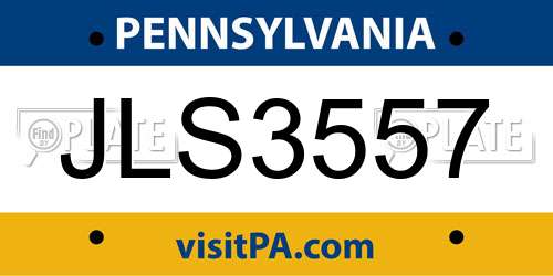 JLS3557 Pennsylvania License Plate