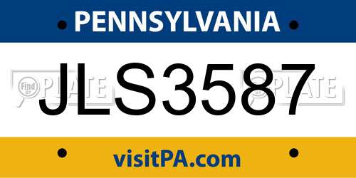 JLS3587 Pennsylvania License Plate