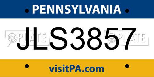 JLS3857 Pennsylvania License Plate