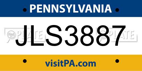 JLS3887 Pennsylvania License Plate