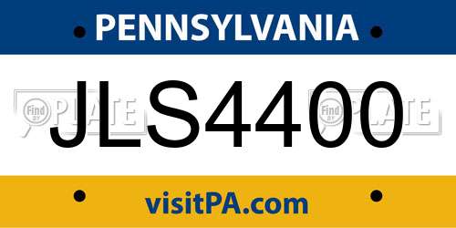JLS4400 Pennsylvania License Plate