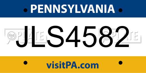 JLS4582 Pennsylvania License Plate