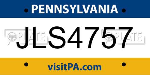 JLS4757 Pennsylvania License Plate