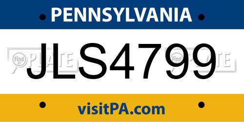 JLS4799 Pennsylvania License Plate