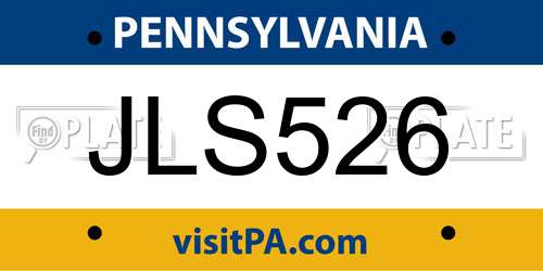 JLS526 Pennsylvania License Plate