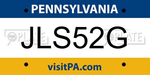 JLS52G Pennsylvania License Plate