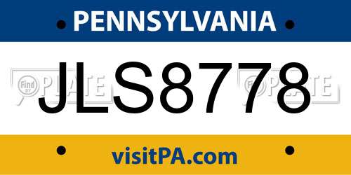 JLS8778 Pennsylvania License Plate