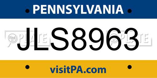 JLS8963 Pennsylvania License Plate
