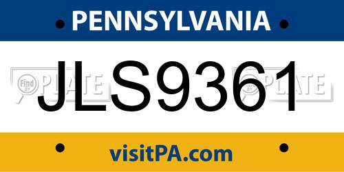 JLS9361 Pennsylvania License Plate