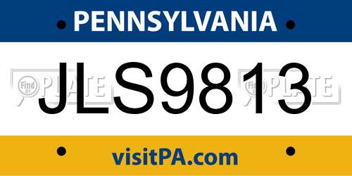 JLS9813 Pennsylvania License Plate