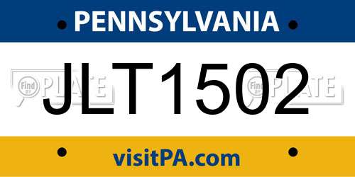 JLT1502 Pennsylvania License Plate