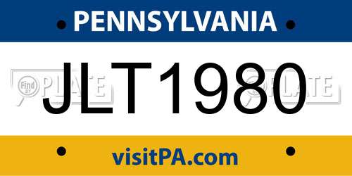 JLT1980 Pennsylvania License Plate
