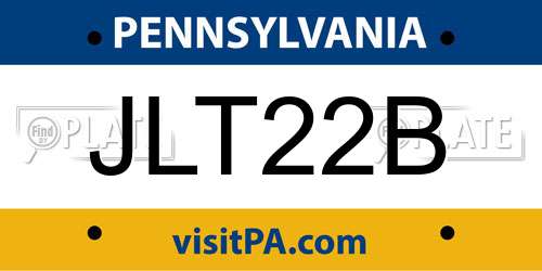 JLT22B Pennsylvania License Plate