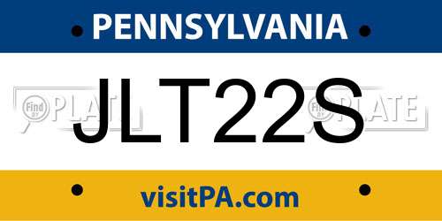 JLT22S Pennsylvania License Plate
