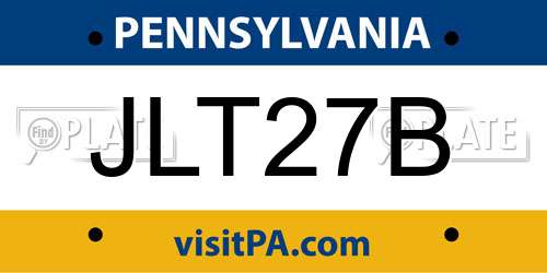 JLT27B Pennsylvania License Plate