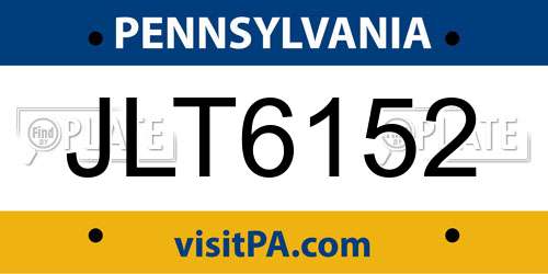 JLT6152 Pennsylvania License Plate