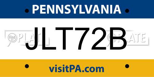 JLT72B Pennsylvania License Plate