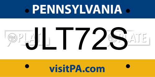 JLT72S Pennsylvania License Plate