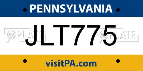 JLT775 Pennsylvania License Plate