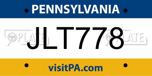 JLT778 Pennsylvania License Plate