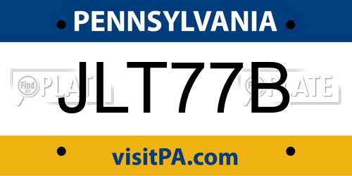 JLT77B Pennsylvania License Plate