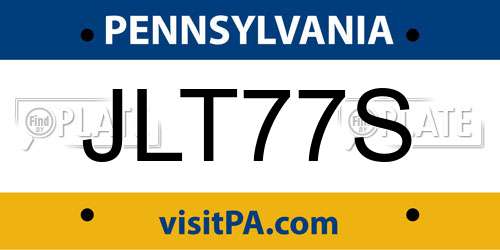 JLT77S Pennsylvania License Plate