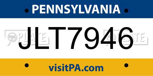 JLT7946 Pennsylvania License Plate