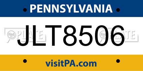 JLT8506 Pennsylvania License Plate