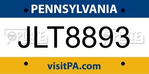 JLT8893 Pennsylvania License Plate