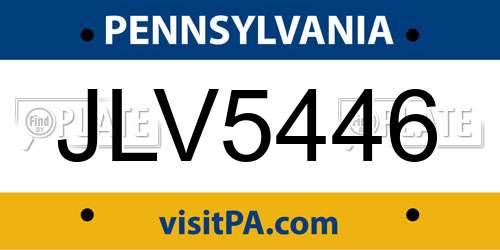 JLV5446 Pennsylvania License Plate