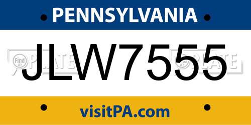 JLW7555 Pennsylvania License Plate