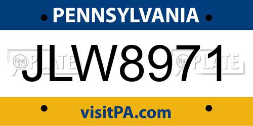 JLW8971 Pennsylvania License Plate