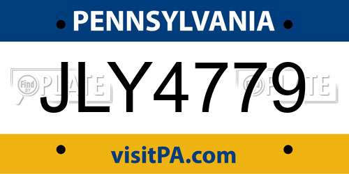 JLY4779 Pennsylvania License Plate