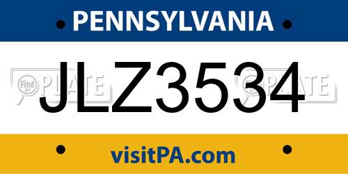 JLZ3534 Pennsylvania License Plate