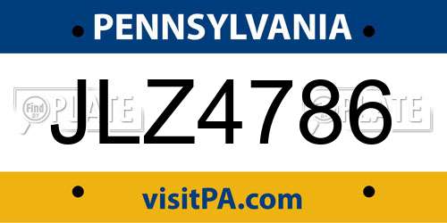 JLZ4786 Pennsylvania License Plate