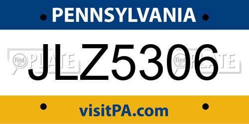 JLZ5306 Pennsylvania License Plate