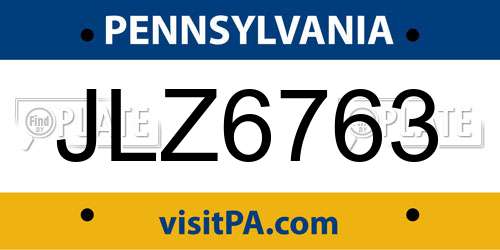 JLZ6763 Pennsylvania License Plate