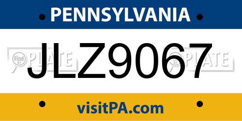 JLZ9067 Pennsylvania License Plate